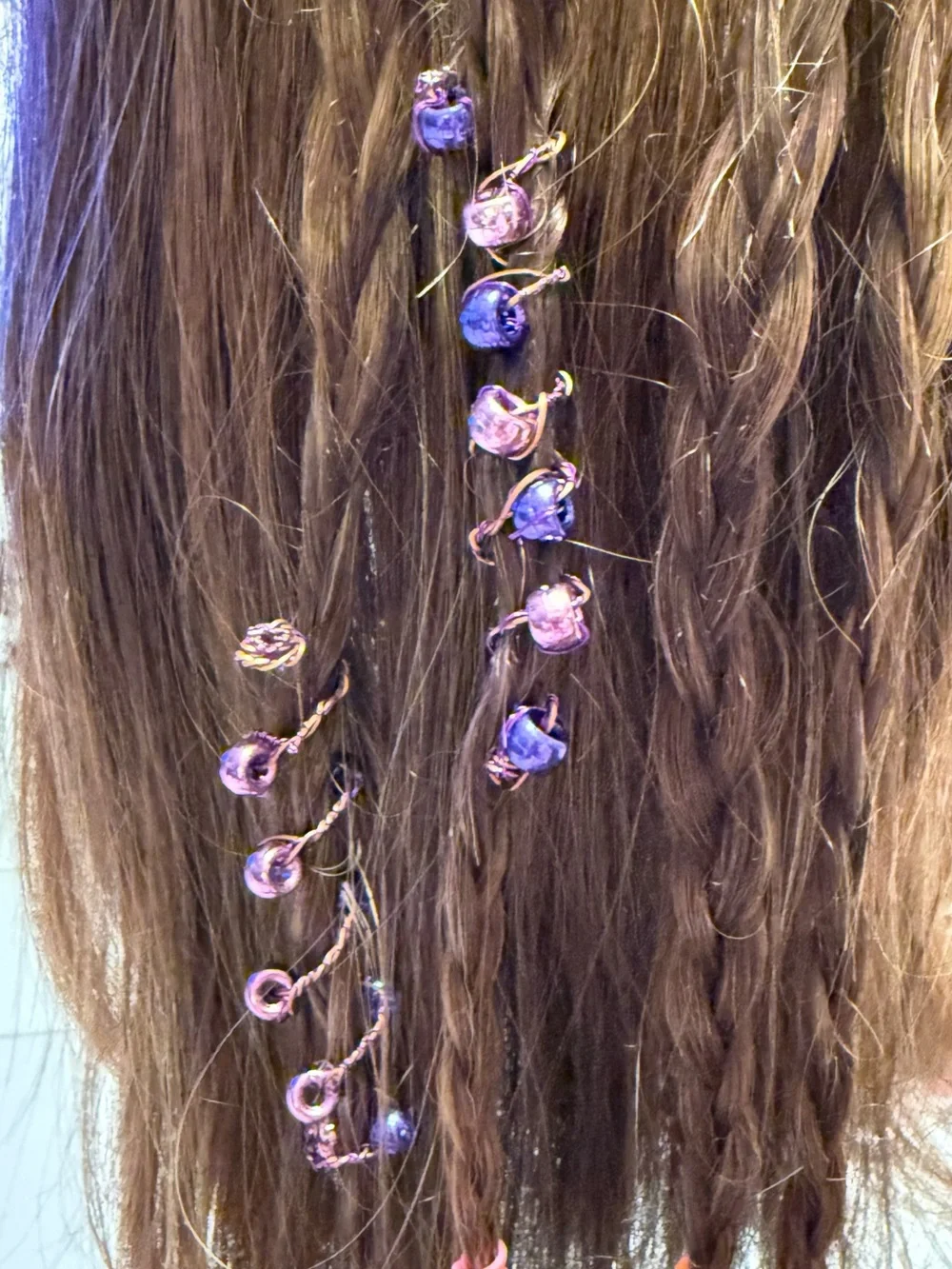 Purple & Pink Beaded Hair Wraps for Women kids 4